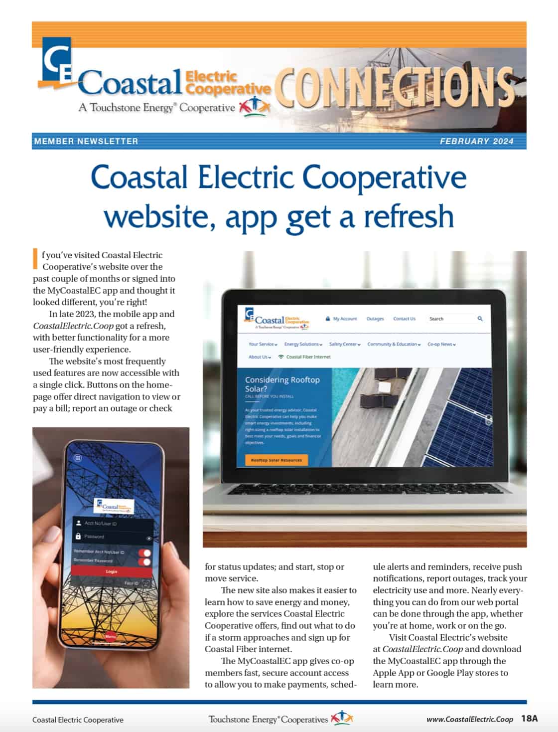 Connections newsletter cover featuring the website redesign, February 2024