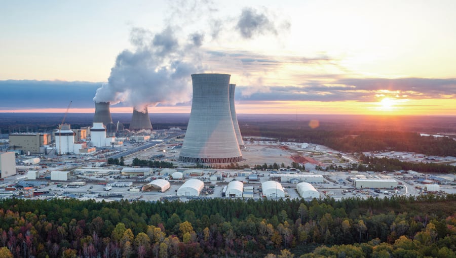 Aerial view of a nuclear power plant