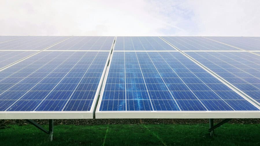 A set of panels is seen in a field