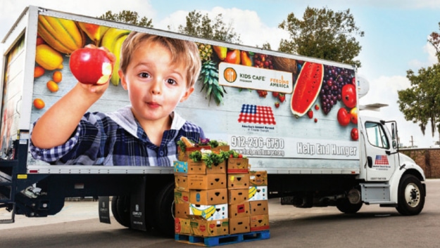 Second Harvest's refrigerated truck delivers fresh food to the hungry