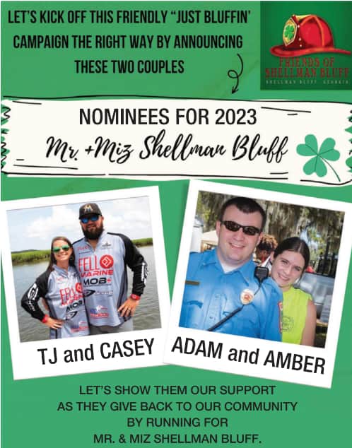 The nominees for Mr. and Mrs. Shellman Bluff are featured on a poster for the event