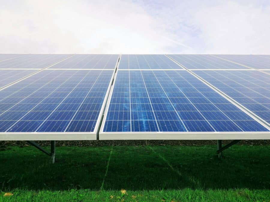 A set of panels is seen in a field